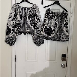 FARM Rio Monochrome Floral Top and skirt